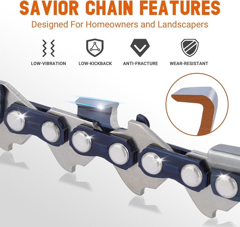 Savior 18 Inch Chainsaw Guide Bar and Chain Combo, .325" Pitch, .063" Gauge, 68 Drive Links for 025, 025C, MS250, MS251, MS251C-BE Chainsaws, Replacement 183PXLBA074 578780 (3*Chains+1*Bar) - Image 3